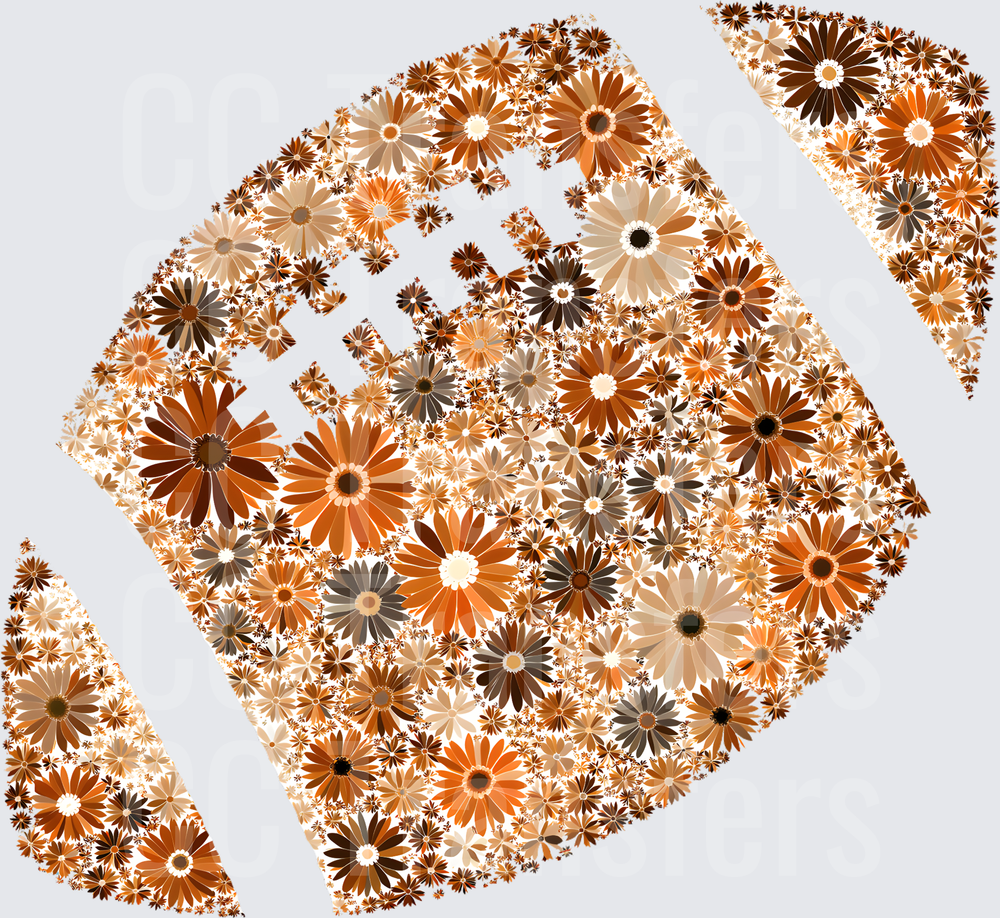 Floral Daisy Football Mosaic Brown Orange Boho (DTF)