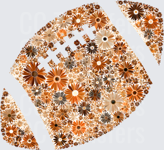 Floral Daisy Football Mosaic Brown Orange Boho (DTF)