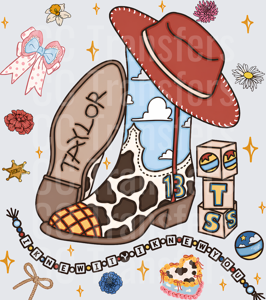 Cowboy Boot Hate Taylor Name 13 Friendship Bracelet (DTF)