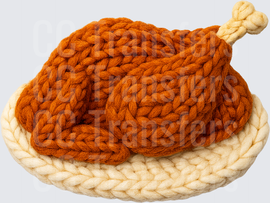 Chunky Knit Roasted Turkey on Platter (DTF)
