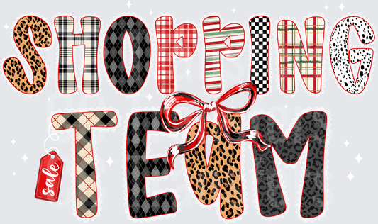 Shopping Team Mixed Pattern Letters Red Bow Sale Tag (DTF)