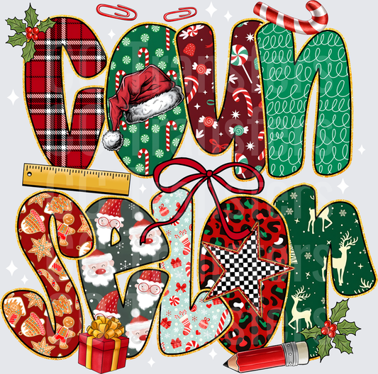 Christmas Counselor Patterned Holiday School Theme (DTF)