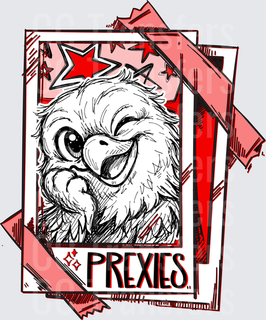 Fluffy Winking Creature Polaroid Red Star Sketch (DTF)