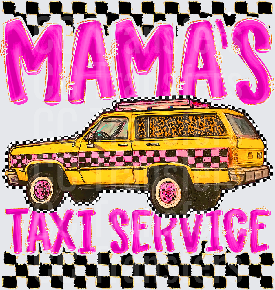 Mama's Taxi Service Pink Checkered Yellow SUV (DTF)
