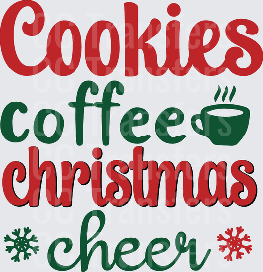 Cookies Coffee Christmas Cheer Snowflake Holiday (DTF)