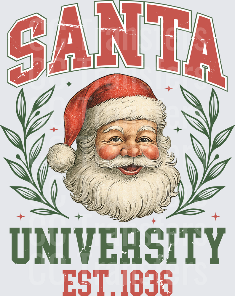 Santa University Est. 1836 Vintage Holiday Logo (DTF)