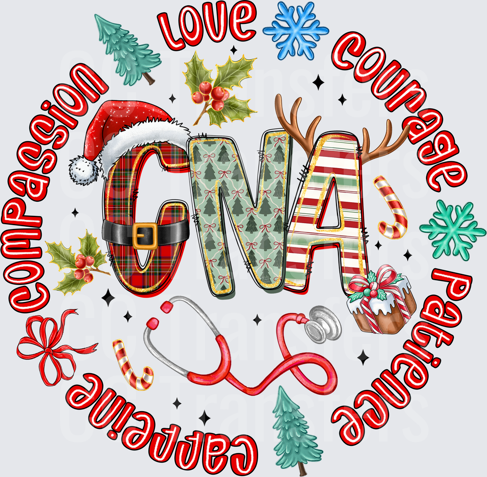 Christmas CNA Love Courage Compassion Patience (DTF)