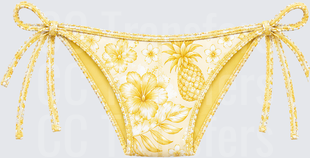 Yellow Tropical Hibiscus Pineapple Floral Pattern (DTF)
