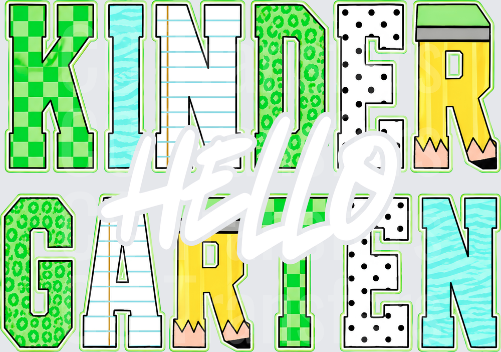 Kindergarten Patterned Bold Block Letter Design (DTF)