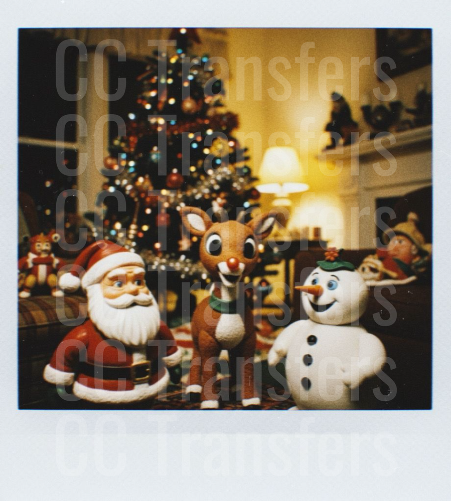 Vintage Polaroid Santa Reindeer Snowman Christmas Tree (DTF)