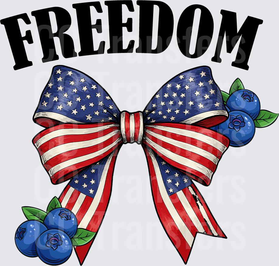 Freedom American Flag Bow with Blueberries (DTF)