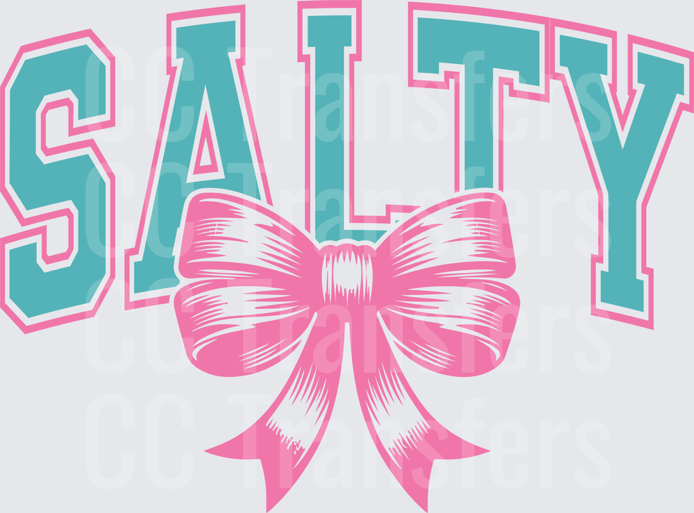 Salty Varsity Letters with Pink Bow (DTF)