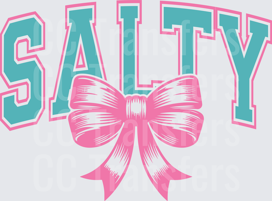 Salty Varsity Letters with Pink Bow (DTF)