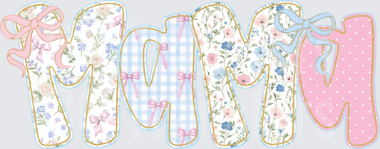 Floral Gingham Bow MOM Letters Coquette Pastel (DTF)