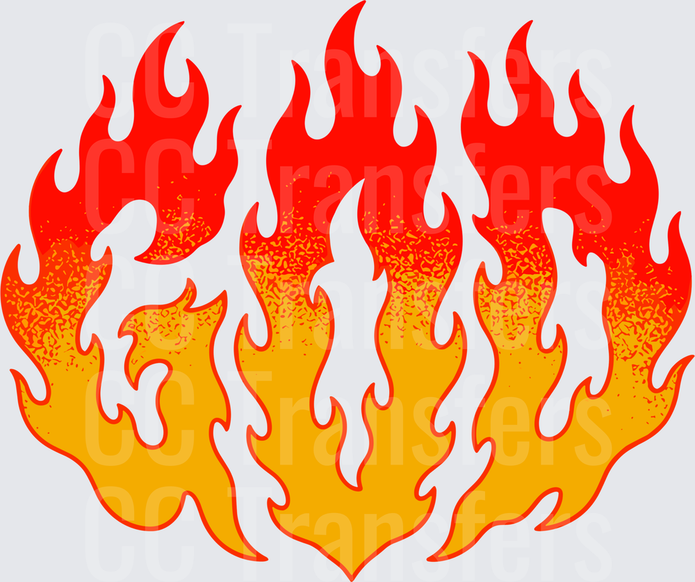 Bold Red Orange Gradient Fire Flames Cluster (DTF)