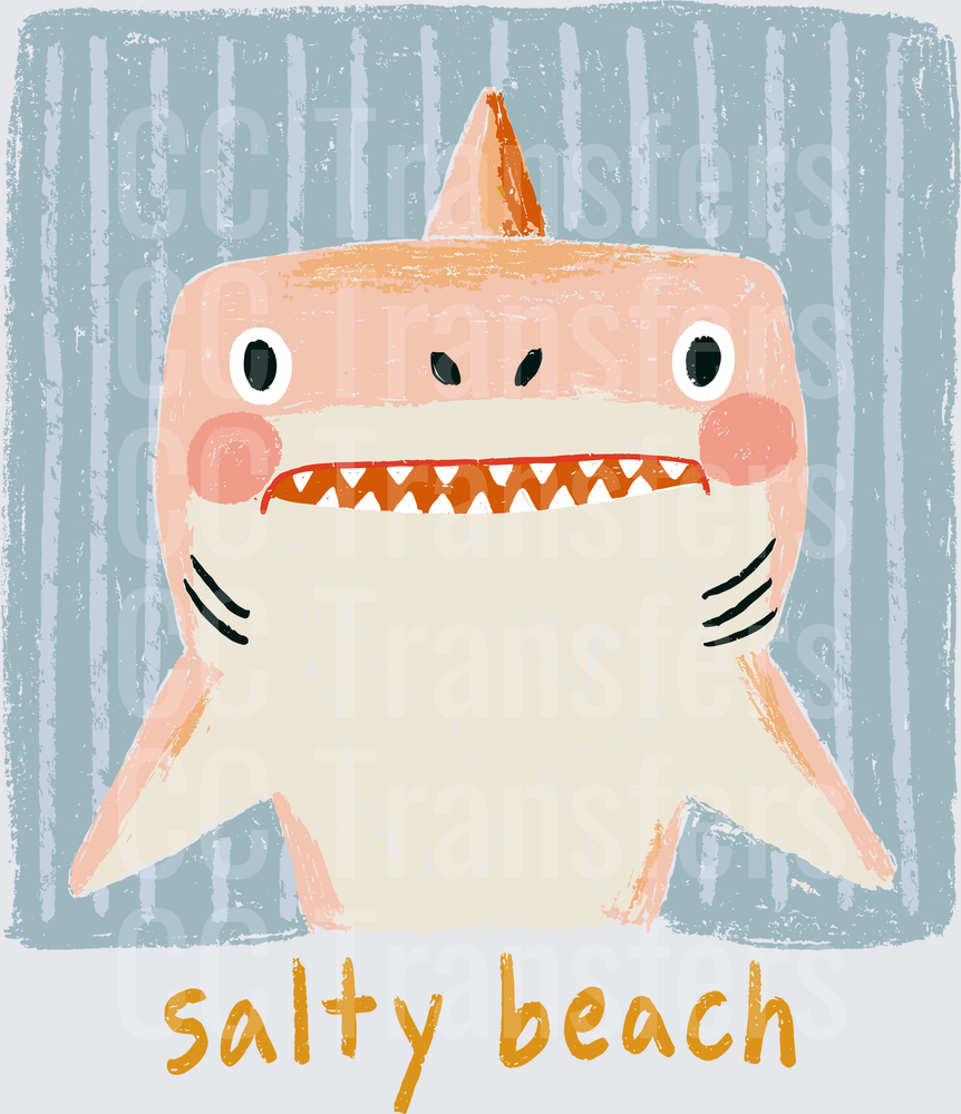 Cute Chunky Shark with Rosy Cheeks Salty Beach (DTF)