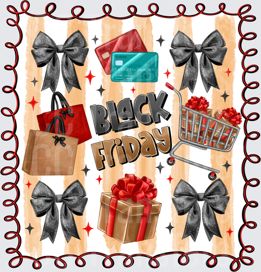 Black Friday Shopping Bows Gift Cart Credit Cards (DTF)