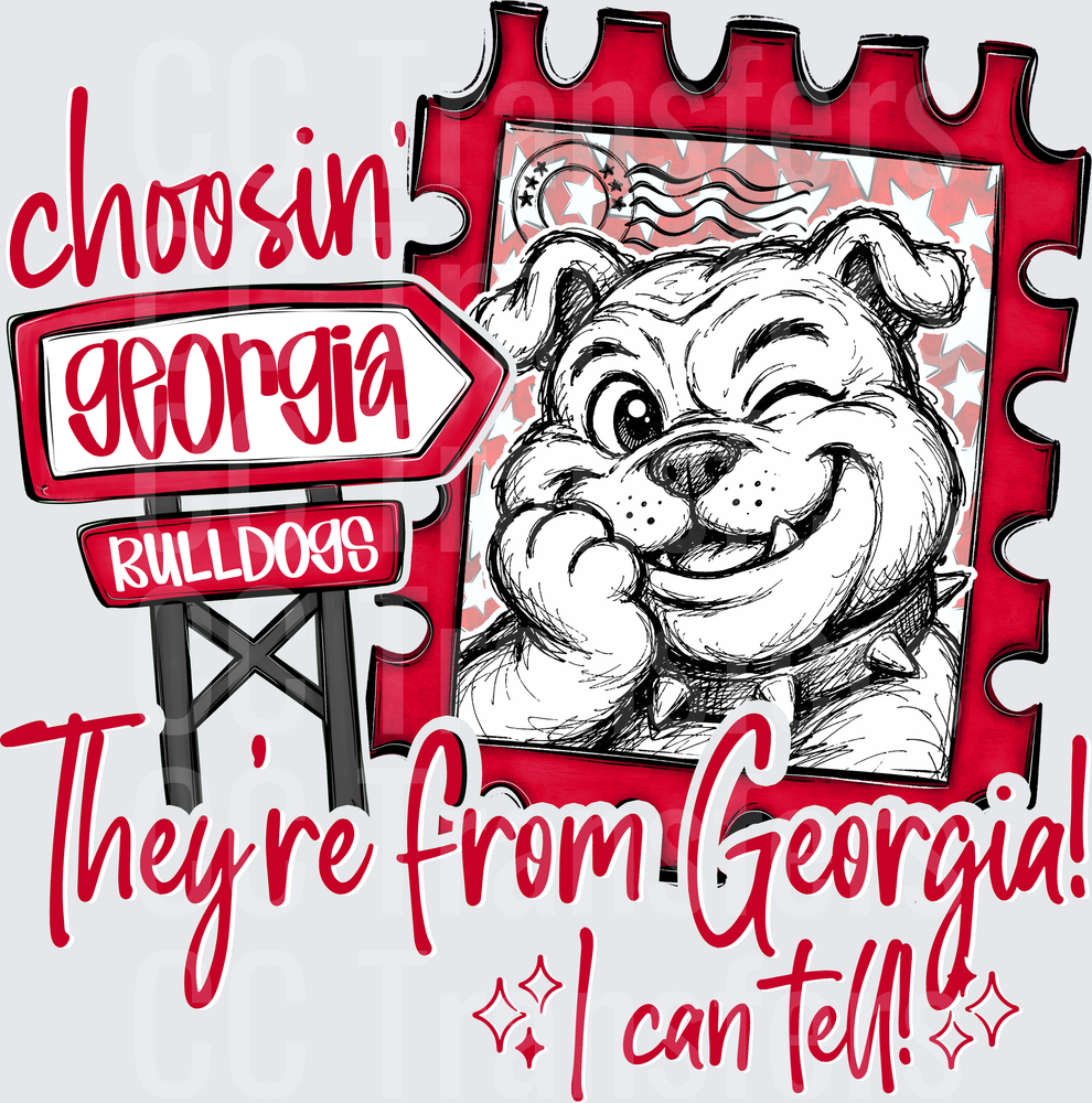 Choosin Georgia Bulldogs Smiling Mascot Stamp Design (DTF)