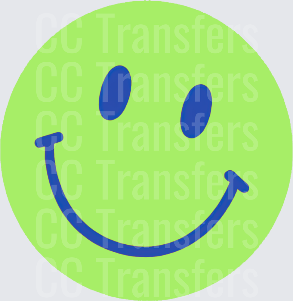 Lime Green and Blue Classic Smiley Face (DTF)