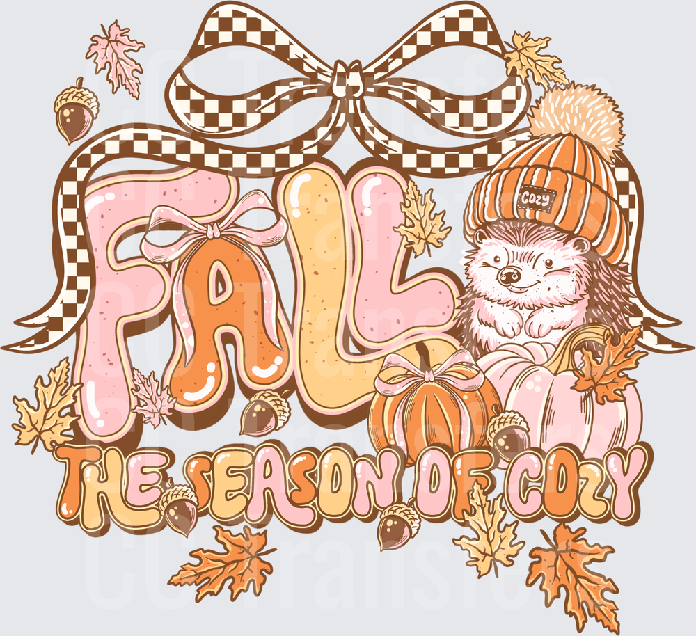 Fall The Season Of Cozy Hedgehog Pumpkin Bow (DTF)