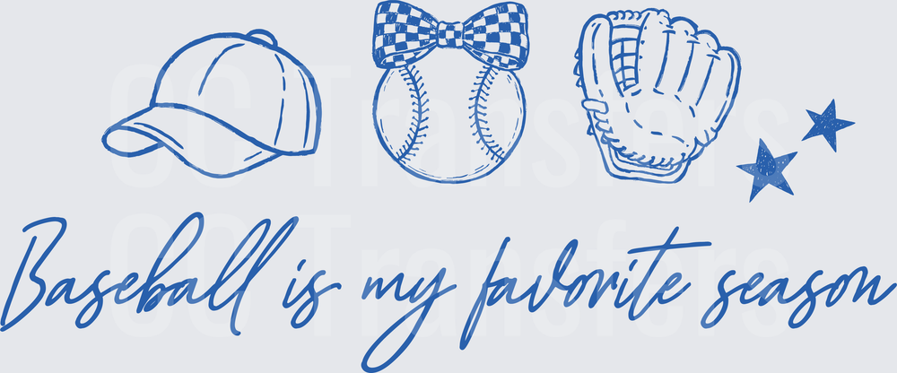 Baseball Is My Favorite Season Cap Glove Bow Script (DTF)