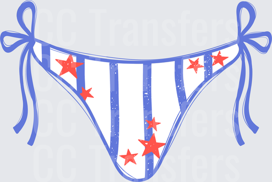 Patriotic Stars and Stripes Tie-Side Bikini Bottom (DTF)