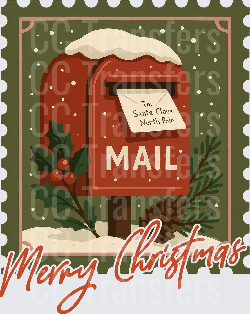 Merry Christmas Letter to Santa Mailbox Stamp Design (DTF)