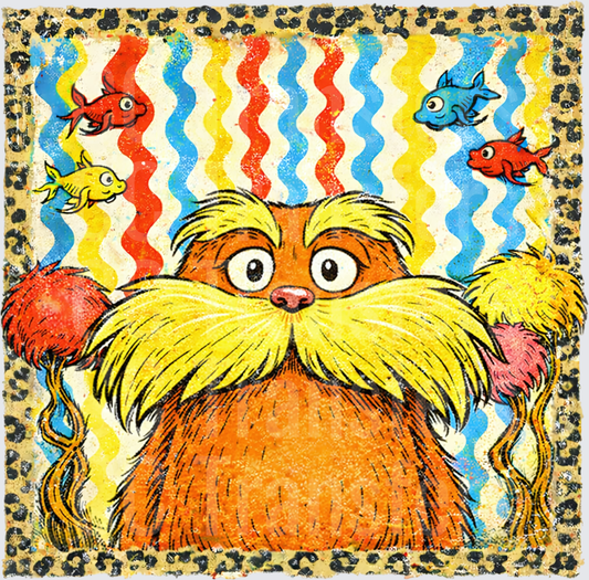 Fuzzy Mustachioed Creature Colorful Wavy Fish Border (DTF)