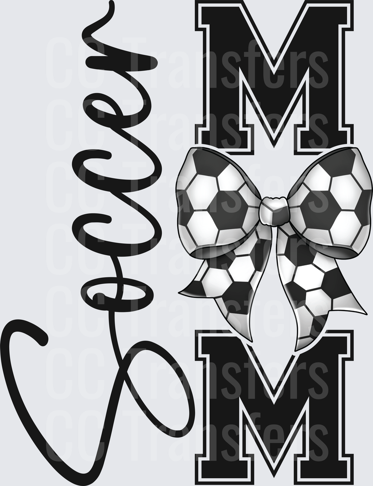 Soccer Mom Bold Letters with Soccer Ball Bow (DTF)