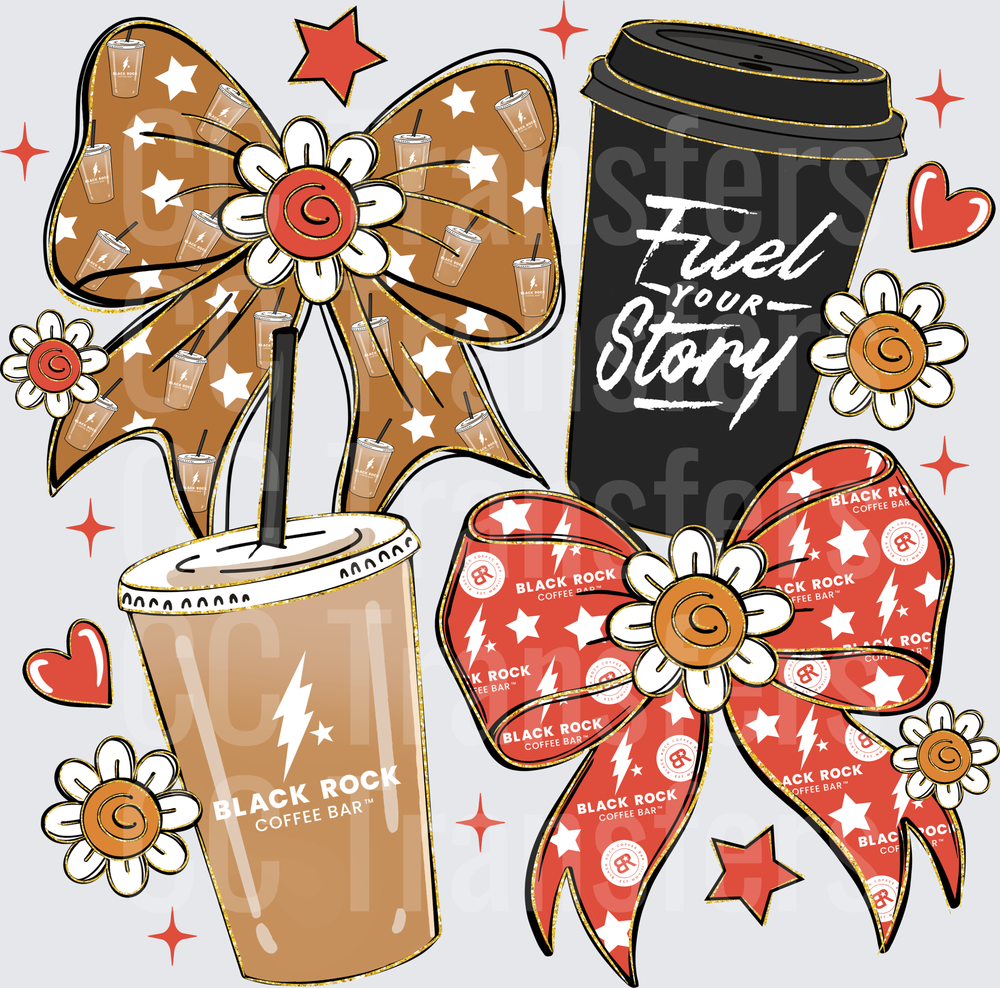 Coffee Bar Bows Daisy Cluster Fuel Your Story (DTF)