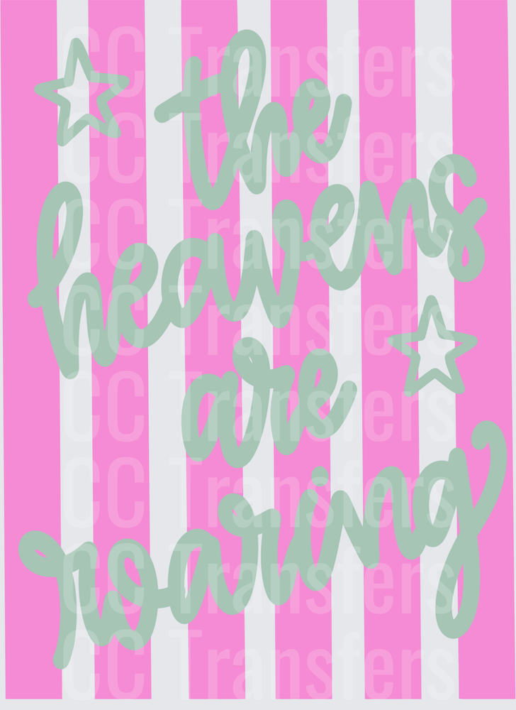 The Heavens Are Roaring Script Stars Pink Stripe (DTF)