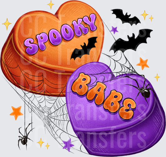 Halloween Spooky Babe Candy Hearts with Bats and Spiders (DTF)