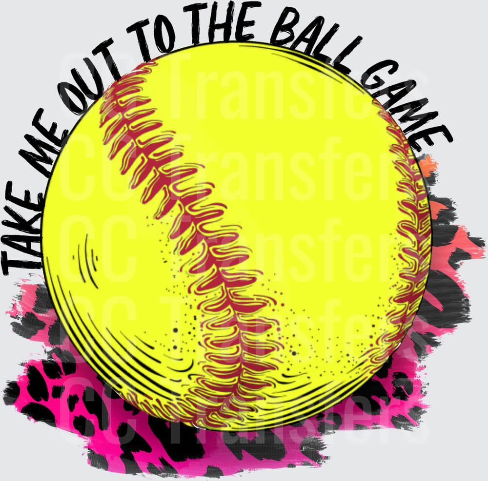 Take Me Out To The Ball Game Softball Leopard (DTF)