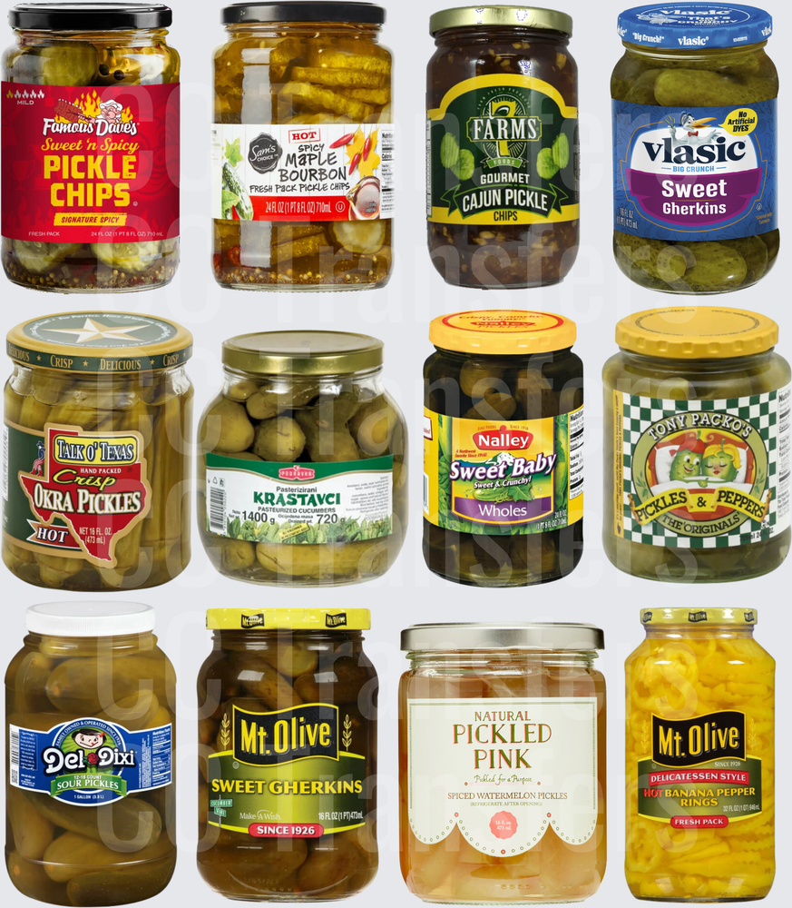 Assorted Pickle Jar Collection Grid Variety Pack Design
