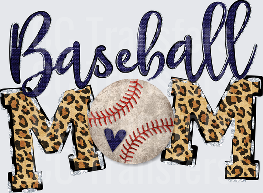 Baseball Mom Leopard Print Distressed Ball Heart (DTF)