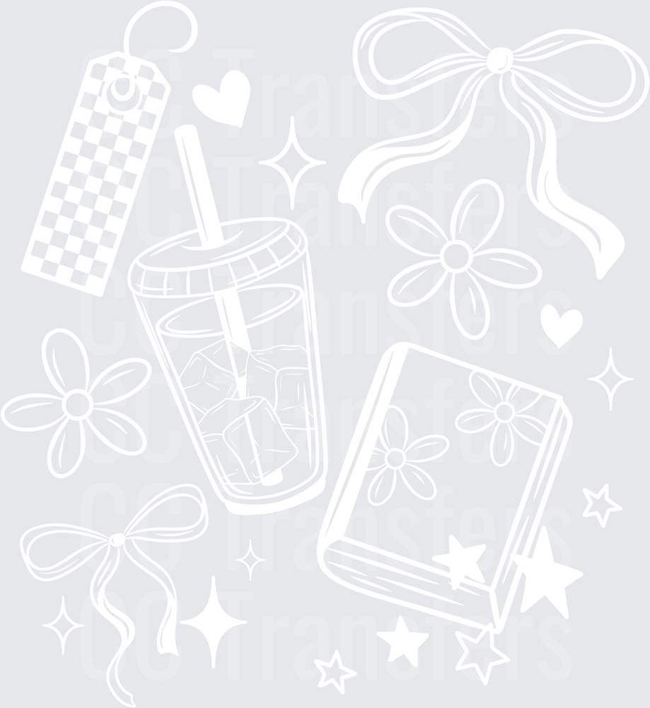 Bold White Graphic Design on Transparent Background (DTF)