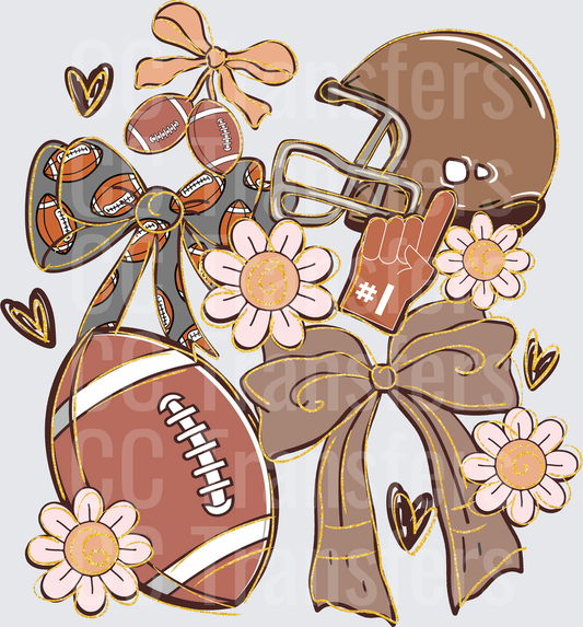 Girly Football Helmet Bows Daisies #1 Foam Finger (DTF)