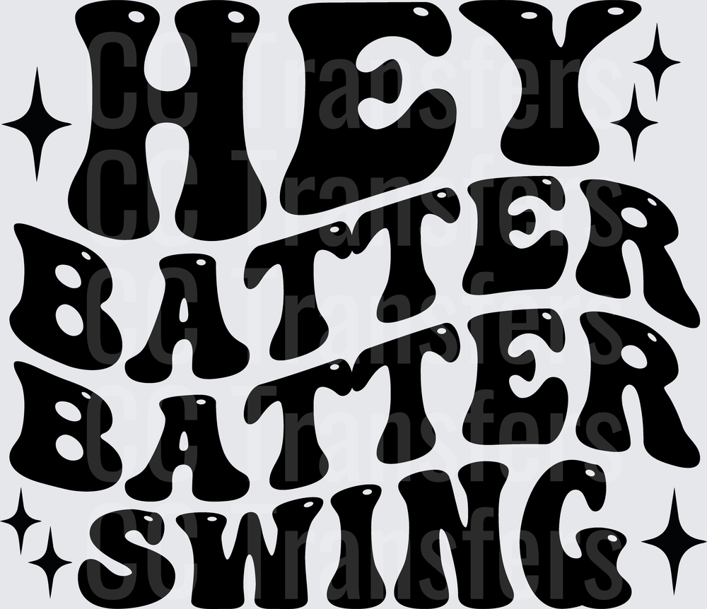 Hey Batter Batter Swing Retro Groovy Baseball (DTF)