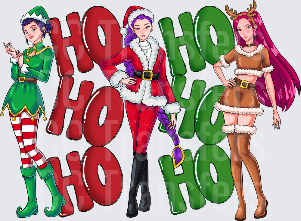 Sexy Christmas Girls Ho Ho Ho Holiday Squad (DTF)
