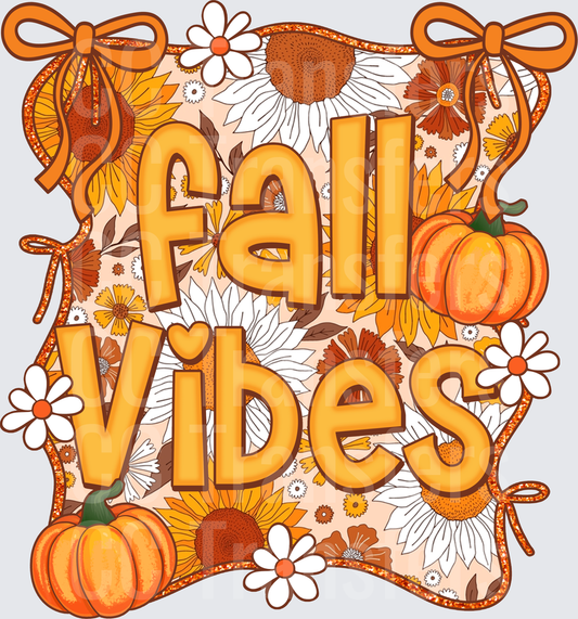 Fall Vibes Sunflowers Pumpkins Floral Autumn Bows (DTF)