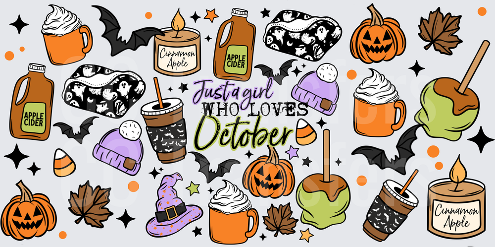 Just A Girl Who Loves October Halloween Fall Collage (DTF)