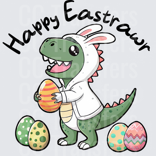 Happy Eastrawr T-Rex Dinosaur Bunny Easter Eggs (DTF)