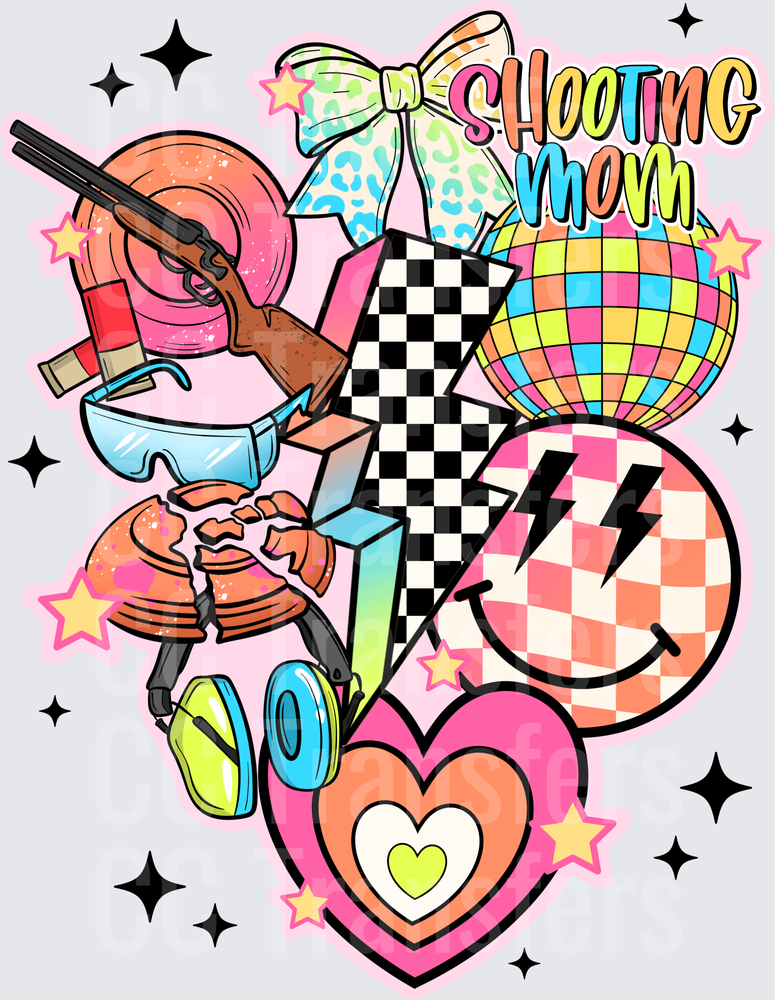 Shooting Mom Retro Collage Skeet Shooting Bow DTF