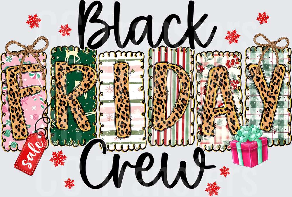Black Friday Crew Leopard Christmas Plaid Letters (DTF)