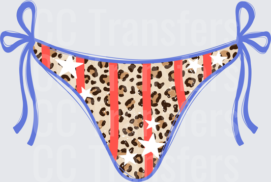 Patriotic Leopard Print Stars Stripes Bikini Bottom (DTF)