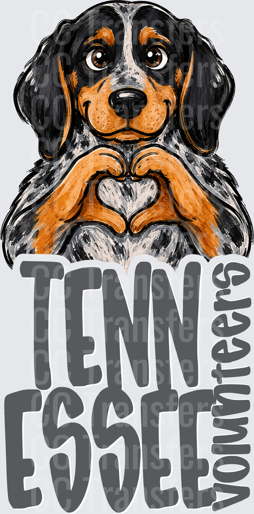 Bernese Mountain Dog Heart Hands Tennessee Volunteers DTF