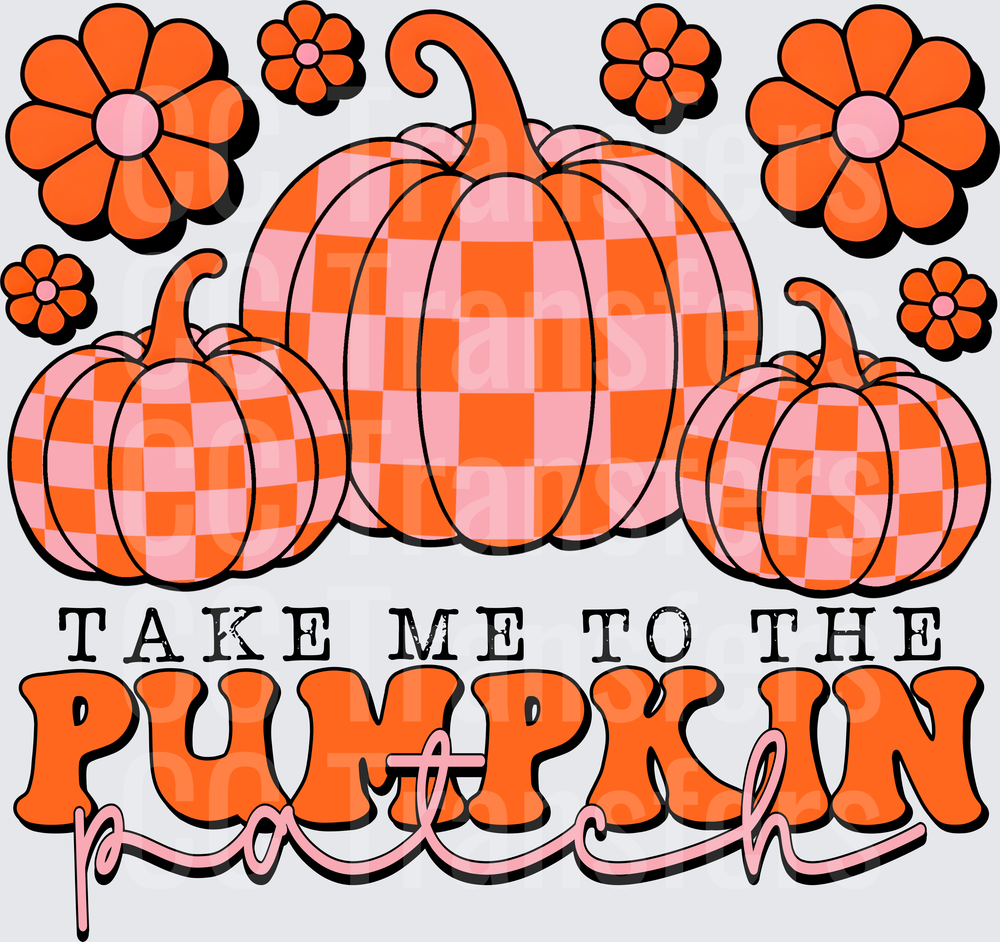 Take Me To The Pumpkin Patch Checkered Fall Floral (DTF)