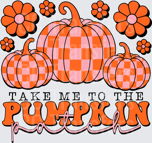 Take Me To The Pumpkin Patch Checkered Fall Floral (DTF)