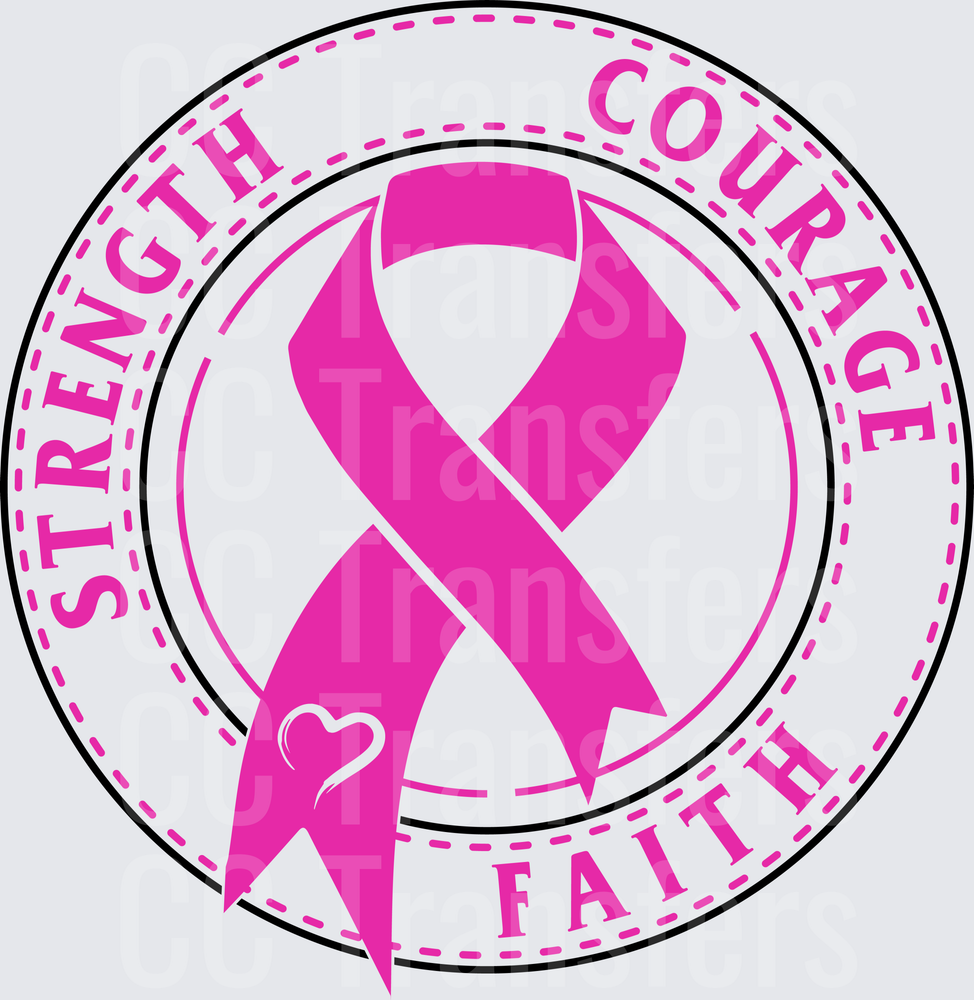 Pink Ribbon Strength Courage Faith Awareness Circle (DTF)