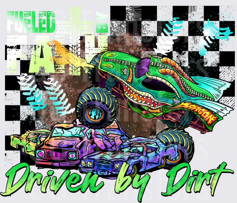 Driven By Dirt Dragon Monster Truck Crushing Cars (DTF)